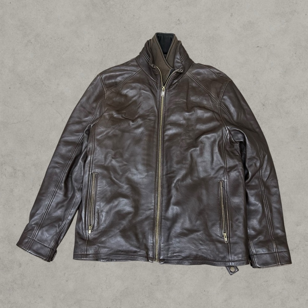 Mason & Cooper Leather Jacket Mens Medium Brown New York Biker Grunge Y2K Casual